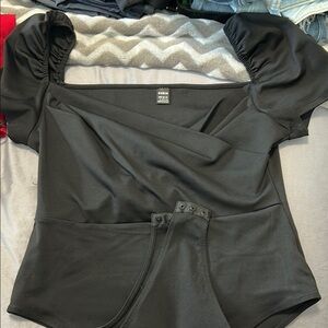 Black Puff Sleeve Women's Top